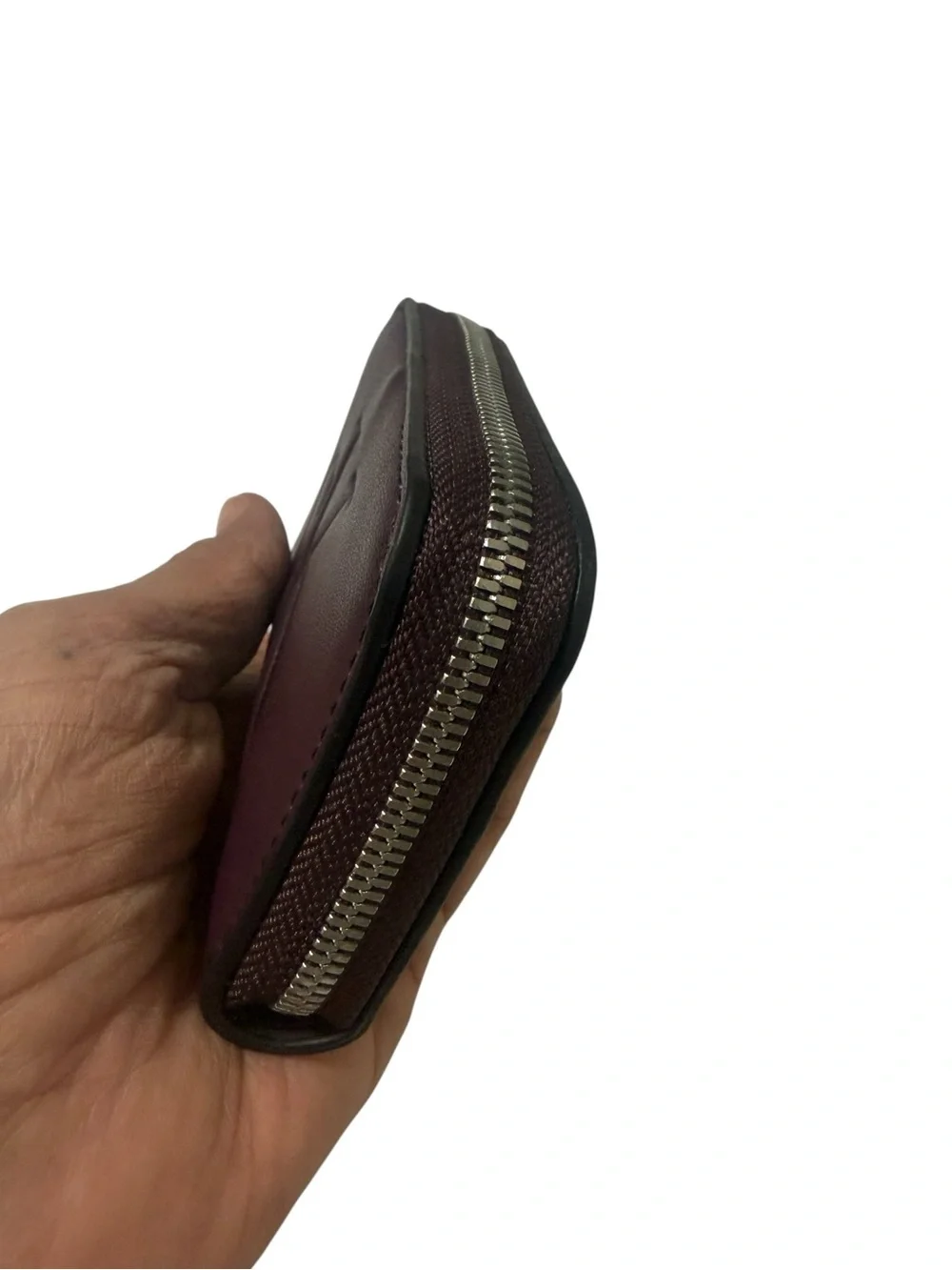 Calvin Klein Burgundy Zipper wallet with Embossed CK brand new